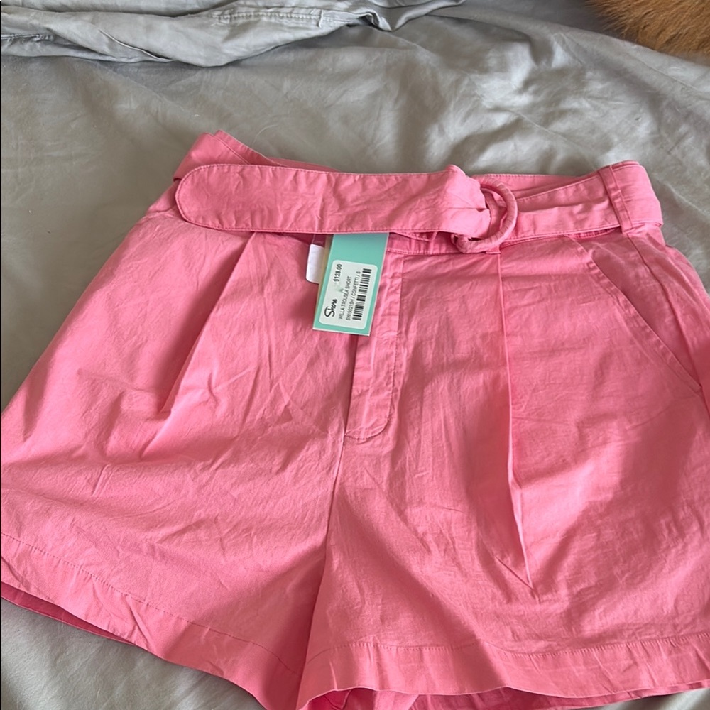 Pink High Waist Elastic Shorts for Summer